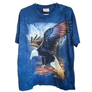 The Mountain "The Patriot" bald eagle & flag SS Tee Leather Tag Large 2006 LNWOT